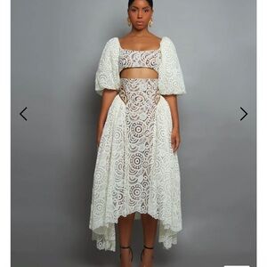 Christie Brown, 2 piece top and skirt. Ava and Gale